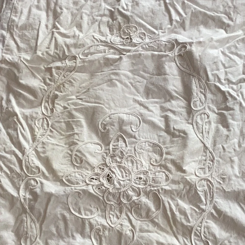⚜️ Discolored KING Battenburg Appliqué Cotton Pillowcase NPLVC Envelope Back